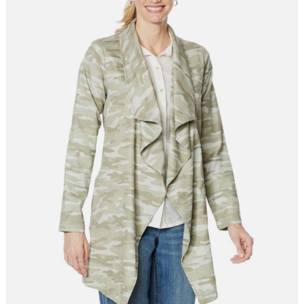 Skinnygirl Rachel Cascade Trench Jacket  - Womens Large - Camouflage Green-NWOT